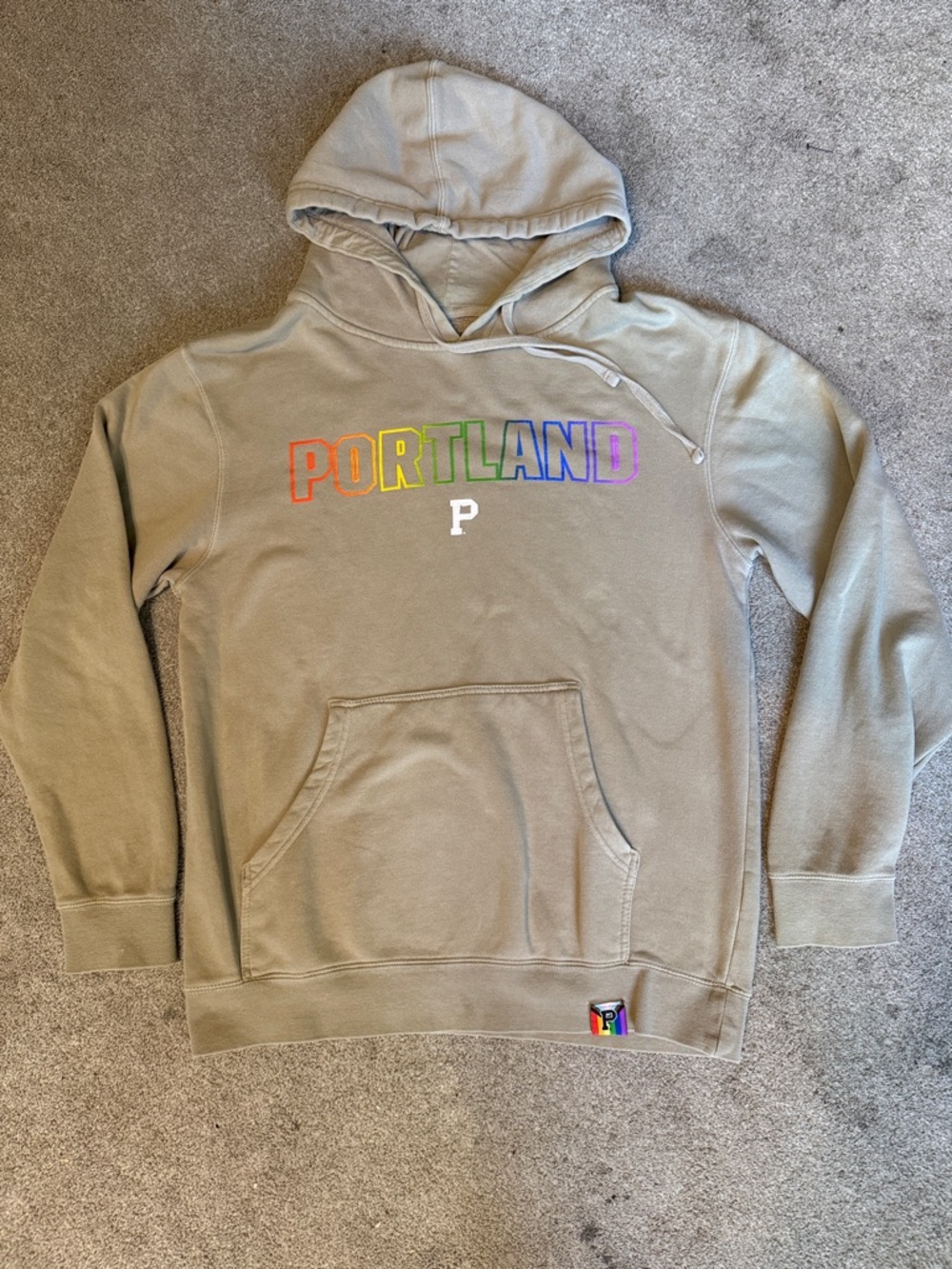 Portland Gear Beige Rainbow Logo Pullover Hoodie Size M
